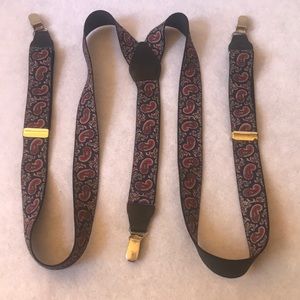 Vintage Pelican USA Navy w/ Red Paisley Suspenders